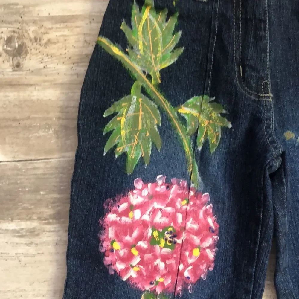 Baby Gassy Gooma Boutique Kids Girls Sz 6x Floral Painted Jeans